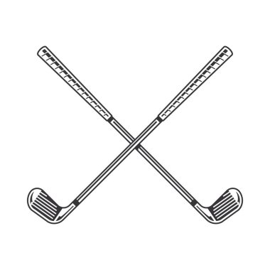 Siyah golf sopası silueti. Golf kulübü çizgisi logoları ya da simgeleri. vektör illüstrasyonu