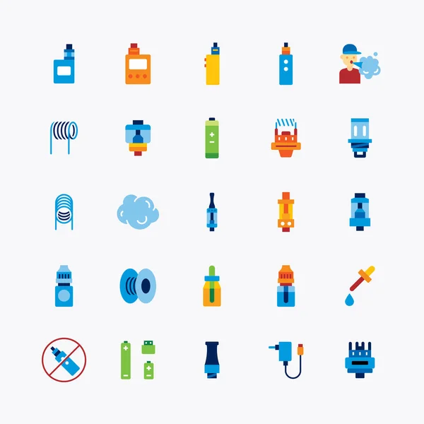 Paquete Colección Iconos Color Plano Logotipo Vapor Para Vector Diseño — Vector de stock