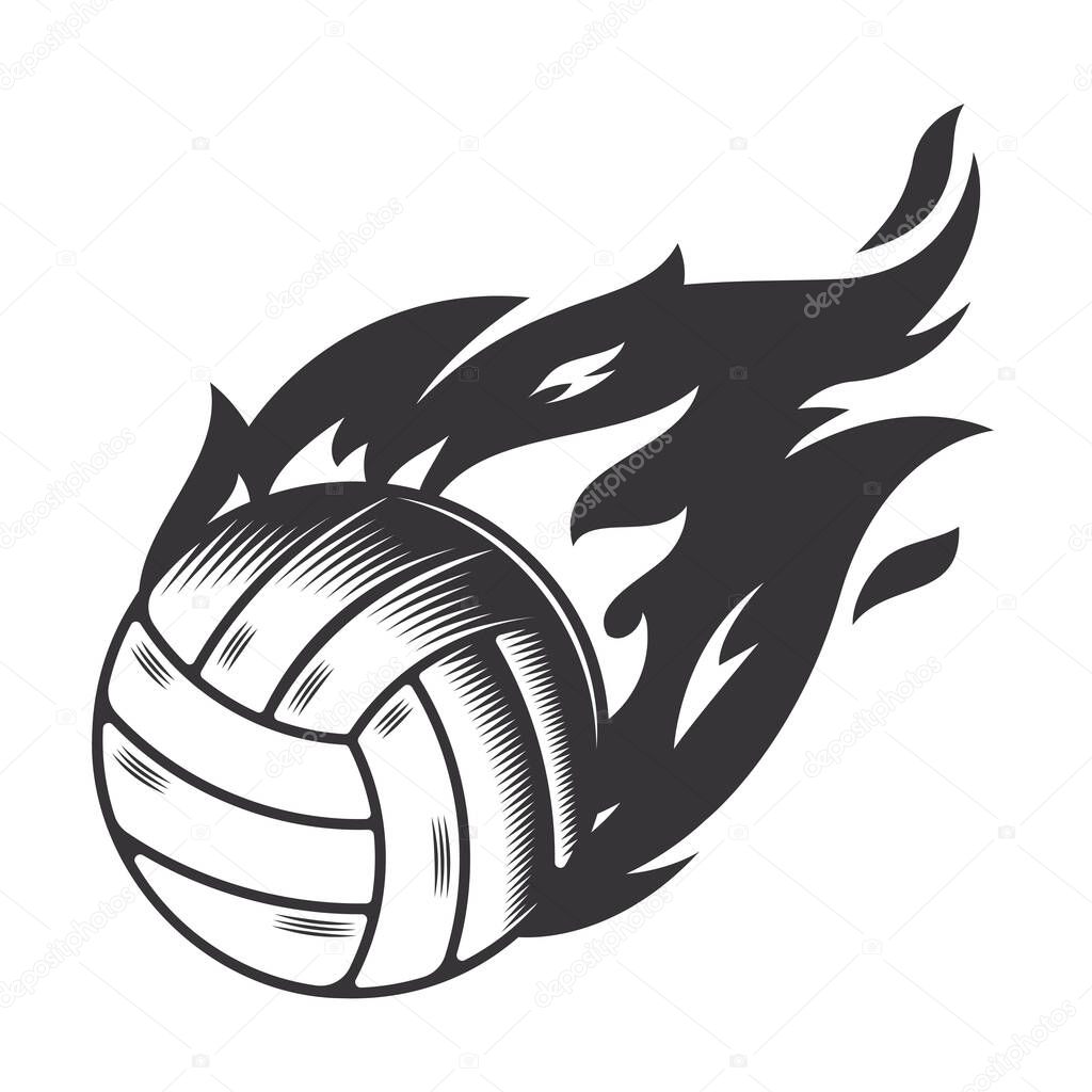 Hot volleyball fire logo silhouette. volleyball graphic design logos or icons. vector illustration