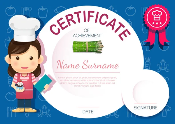 Сертифікат Або Диплом Кухаря Шаблон Ресторану Вектор — стоковий вектор