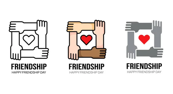 Konlar Dostluk Destek Işaretleri Kavramı Logo Vektör Illüstrasyonu — Stok Vektör
