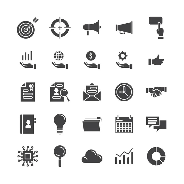 Business Finance Flat Icons Set Office Outline Icon Collection Vector — Vector de stock