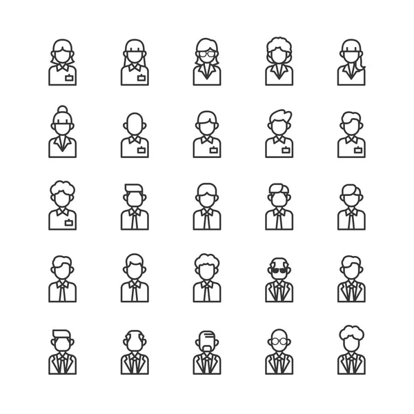 Business Man Flat Icons Set Office People Outline Icon Collection — ストックベクタ