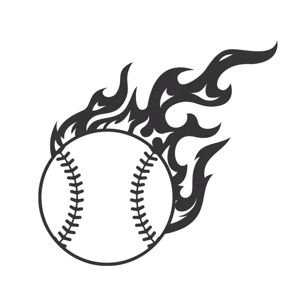 Hot Baseball Fire Logo Silhouette Softball Club Graphic Design Logos — Stock Vector