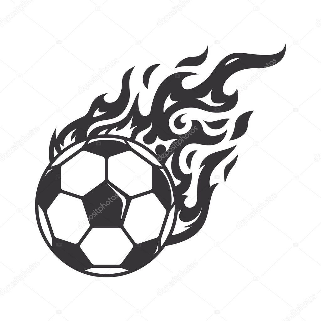 Hot soccer ball fire logo silhouette. football club graphic design logos or icons. vector illustration