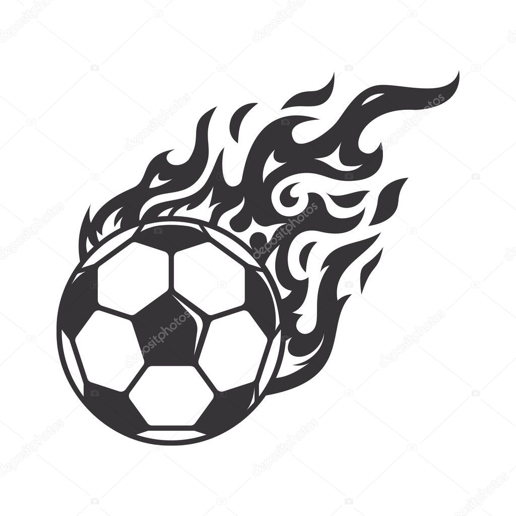 Hot soccer ball fire logo silhouette. football club graphic design logos or icons. vector illustration