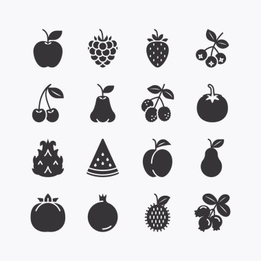 fruits and berries icons set. on a white background. Vector icon