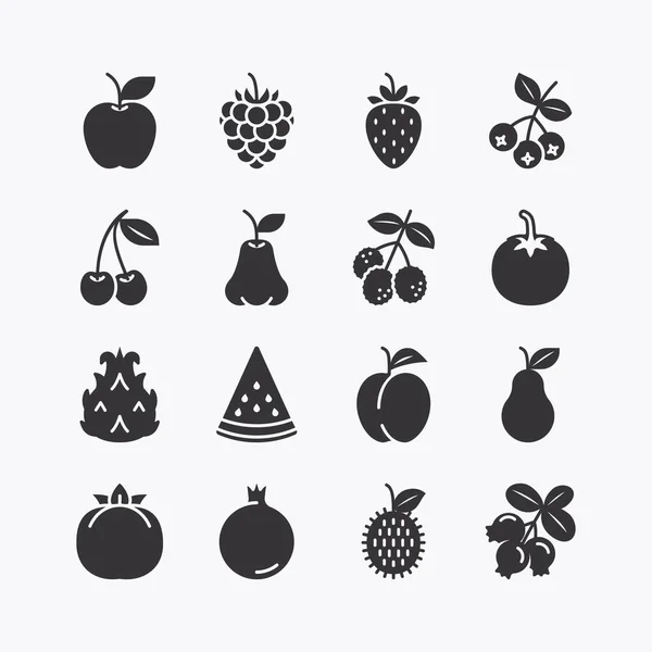 Fruits Berries Icons Set White Background Vector Icon — 图库矢量图片
