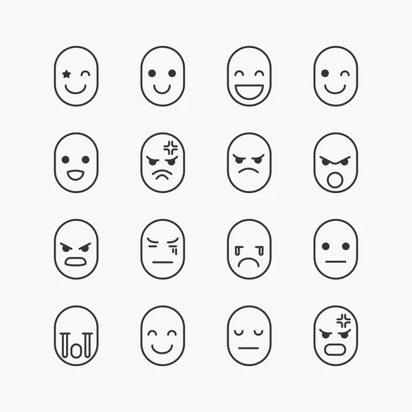 Emoji Face Line Icons Set White Background Vector Icon — Vector de stock