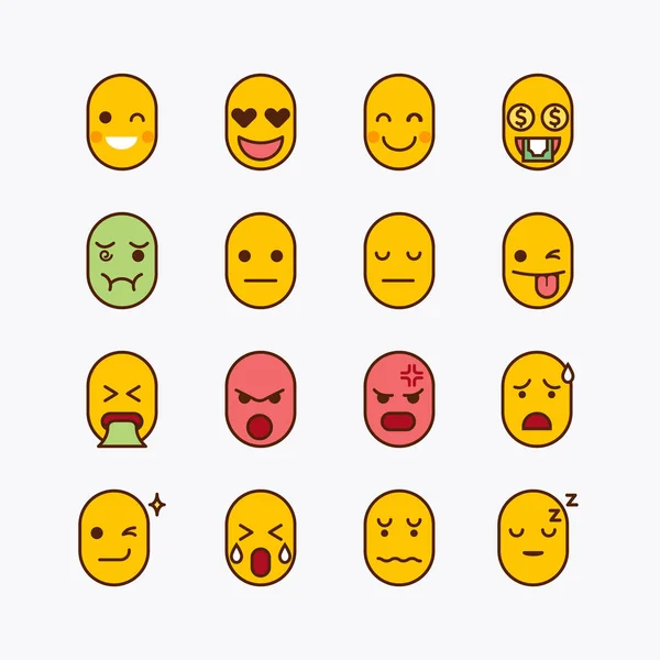 Emoji Face Icons Set White Background Vector Icon — Vector de stock