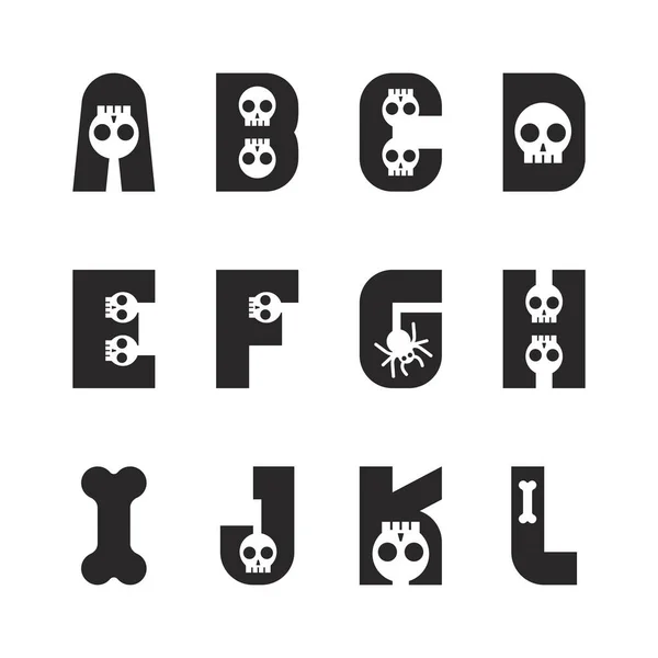 Halloween Font Typography Alphabet Skull Spooky Horror Illustration Design Type — Vettoriale Stock