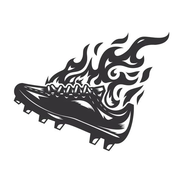 Hot Stud Soccer Shoe Fire Logo Silhouette Soccer Club Graphic — Stockvektor