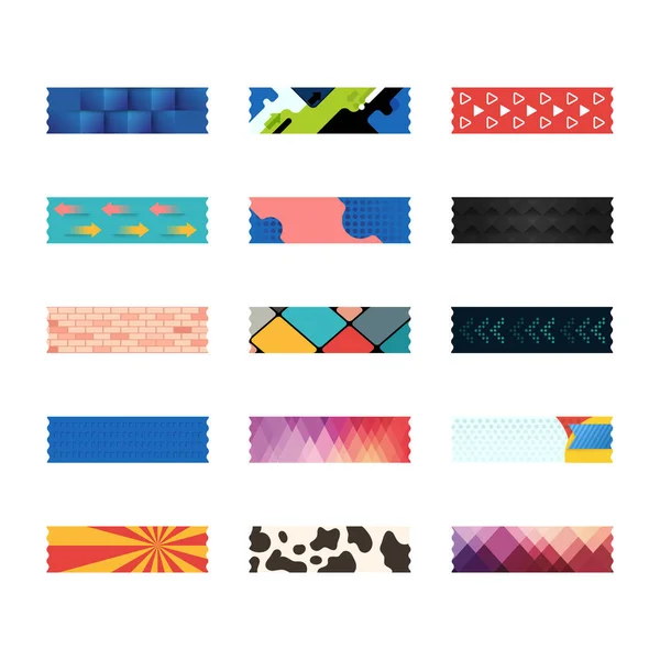 Geometrisch Moderne Tape Washi Sticker Strips Voor Tekst Decoratie Een — Stockvector