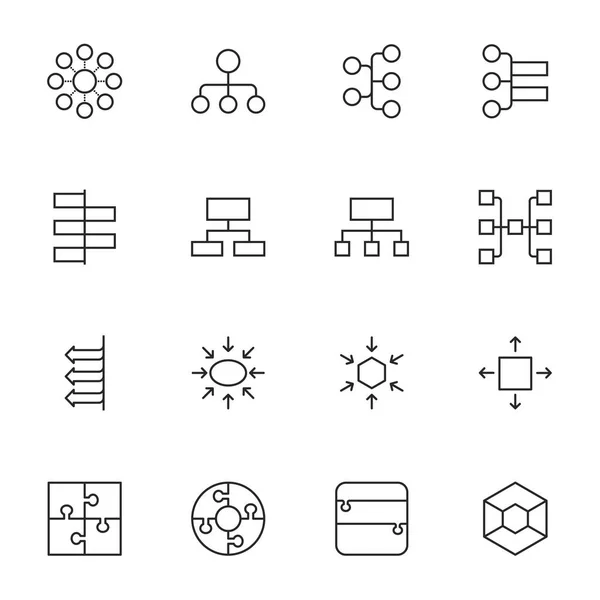 Moderne Mind Map Infografik Vorlage Flache Linie Symbole Sammlung Einfacher — Stockvektor