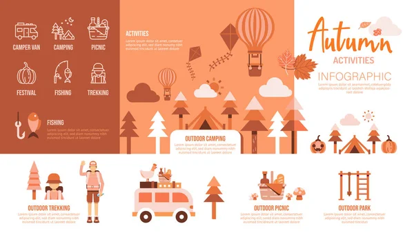 Herfst Activiteiten Infographic Design Template Ontwerpvector — Stockvector