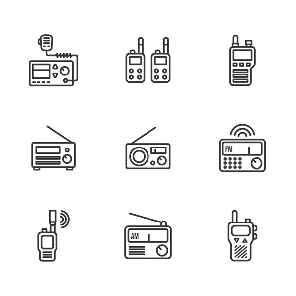 Walkie Talkie Transceiver Radio Line Icon White Background Vector Illustration — Stock Vector