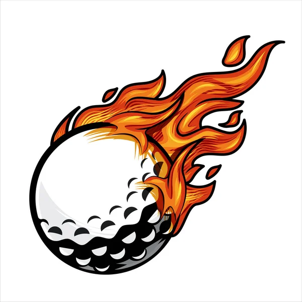 火の上のゴルフボールベクトルイラスト — ストックベクタ