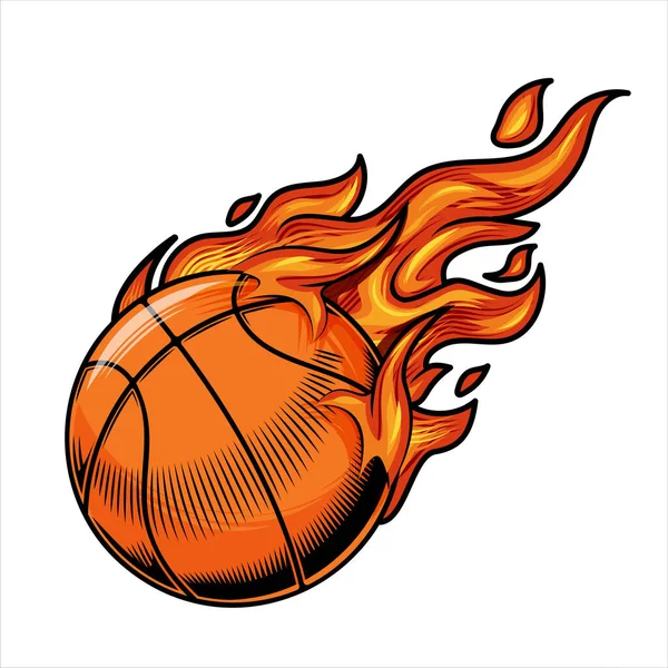 火の上のバスケットボールのイラスト — ストックベクタ