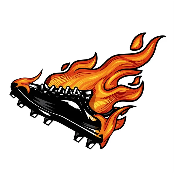 Fußballschuh Flammen Vector Illustration — Stockvektor