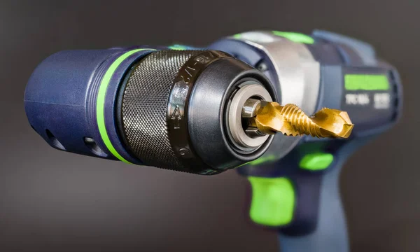 Steel Tap Drill Bit Power Screwdriver Right Angle Head Gray — Zdjęcie stockowe