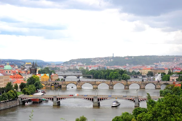 Panoramic view of Prague on a rainy day — Stock Photo, Image
