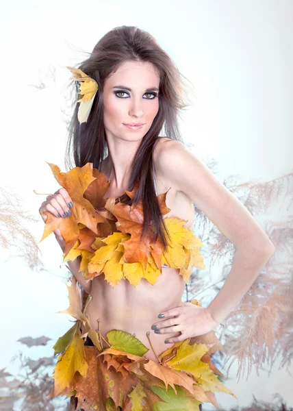 Beautiful Autumn woman , studio shot — Stock Photo, Image