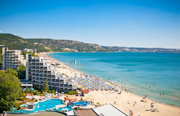 Panoramic view of Golden Sands beach , Bulgaria.