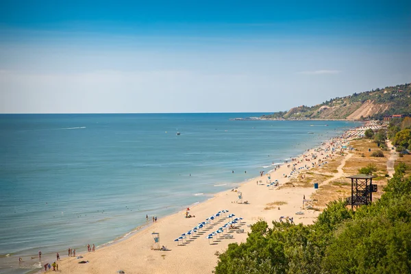 Panoramiczny widok na złote piaski plaży w Bułgarii. — Zdjęcie stockowe