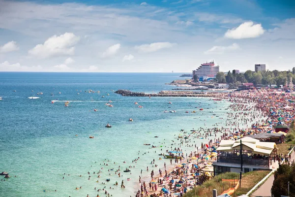 Pięknej piaszczystej plaży w Costineşti, constanta, Rumunia — Zdjęcie stockowe