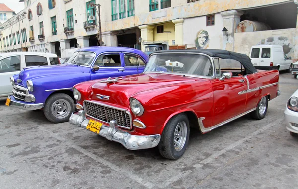 Havana klasik Amerikan arabaları. Küba. — Stok fotoğraf