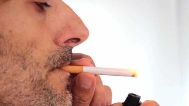 Closeup smoking cigarette — Stock Video