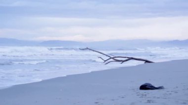 Viareggio plaj deniz fırtınası'nda Kış saati, Toskana İtalya sonra