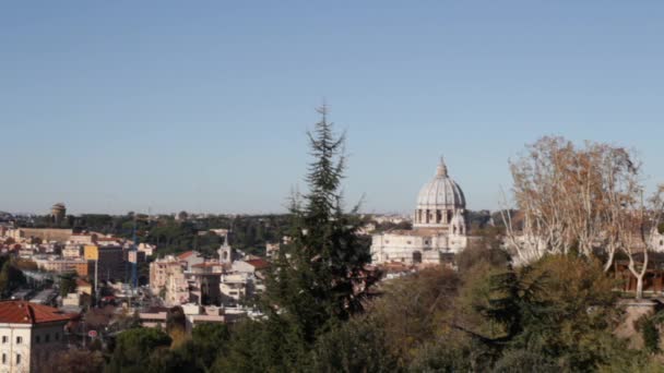 Rome overview with monument and several domes — Stock Video