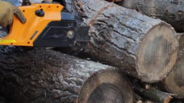 Elektrikli testere ile adam