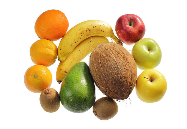 Сбор фруктов над белым
