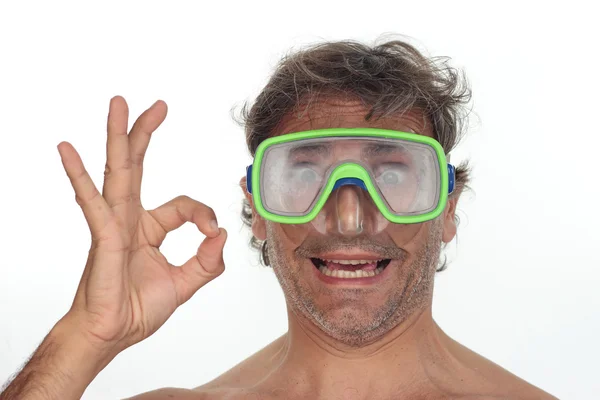 Diver over white — Stock Photo, Image