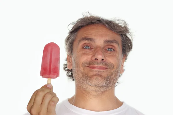Man and popsicle — Stock Photo, Image