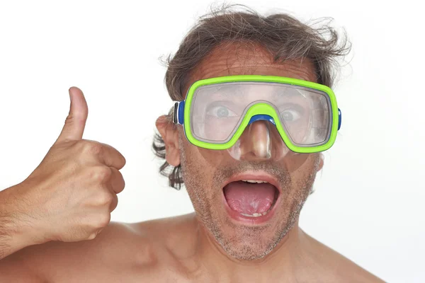 Uomo con googles Immagine Stock