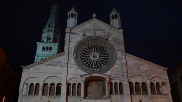Modena Katedrali, gece — Stok video