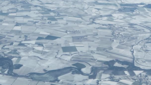 Paisaje rural vista aérea en invierno — Vídeo de stock