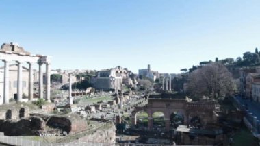 Roma, İtalya. Roma Forumu - dünyanın en ünlü yerlerinden.
