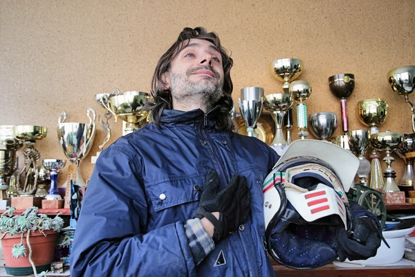 PIlot with trophies — Stock Photo, Image