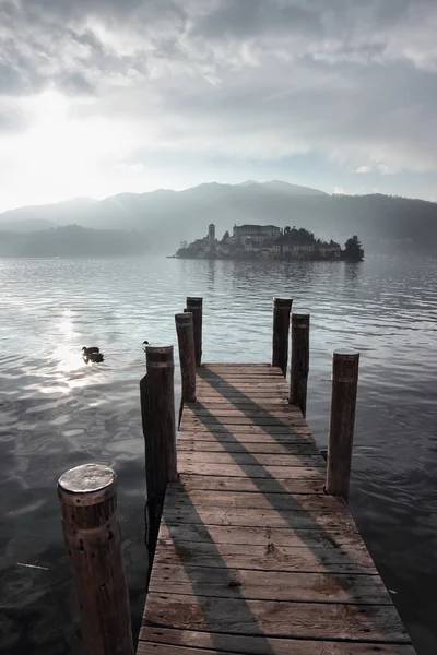 San Giulio isle Orta Lake, Italy Royalty Free Stock Photos