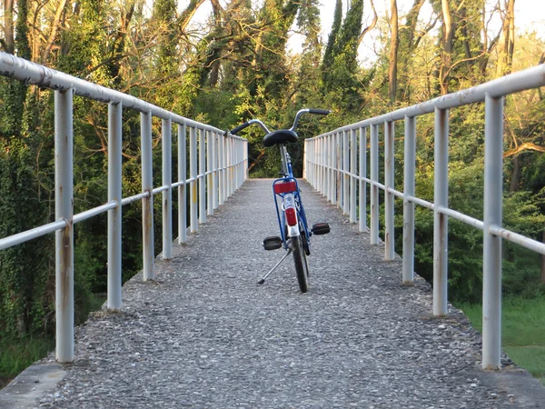 Bicicleta em uma ponte — Fotografia de Stock