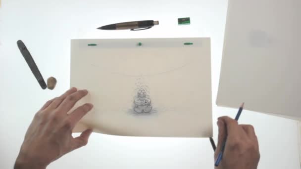 A művész egy rajzfilm rajz — Stock videók