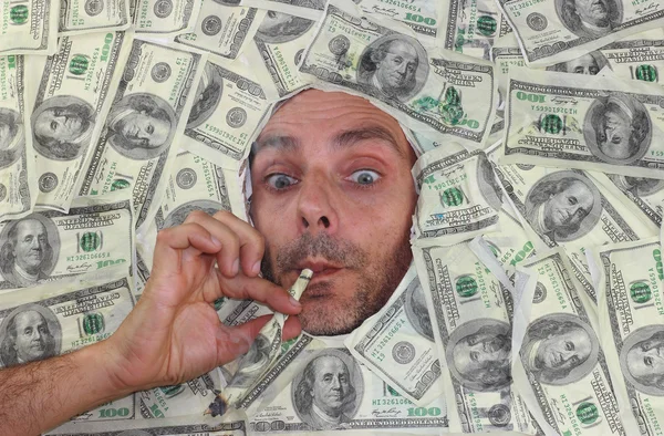 Mister Dollar smoking — Stock Photo, Image