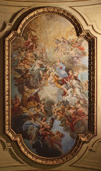 Fresque de plafond baroque dans l'église de Santa Cecilia, Rome, Italie — Photo