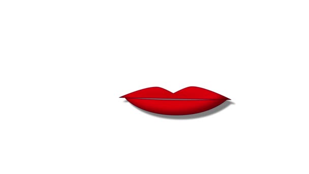 Cartoon Style Red Lips Animation White Background — Stock Video