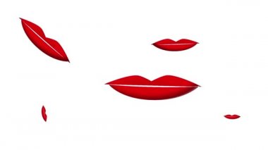 beyaz arkaplan üzerinde kırmızı dudaklar çizgi film animasyonu