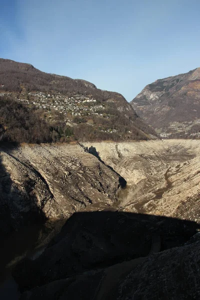 Barragem Verzasca Quase Vazia Ticino Suíça — Fotografia de Stock